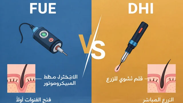 FUE مقابل DHI لزراعة الشعر: الفروقات، التكلفة في تركيا، النتائج، وأيهما الأفضل