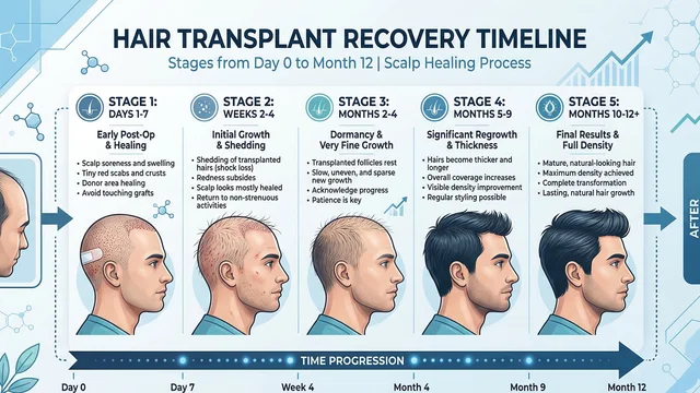 Chronologie de la récupération après une greffe de cheveux : processus de guérison au jour le jour, à quoi s'attendre et erreurs à éviter (Guide 2026)