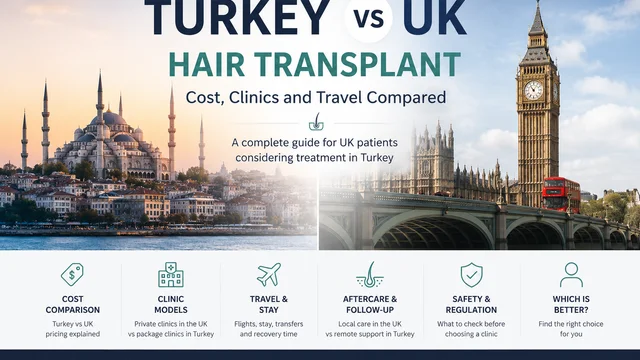 Greffe de cheveux en Turquie et au Royaume-Uni : comparaison des coûts, des cliniques et des déplacements